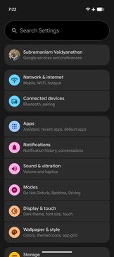 Página de configurações