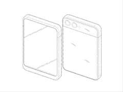 O suposto telefone enrolável da Samsung deve se expandir verticalmente, conforme visto no registro de patente relatado. (Fonte da imagem: DomoAI e xleaks7)