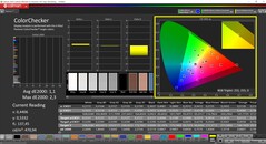 CalMAN ColorChecker (perfil: P3, espaço de cor alvo: P3)