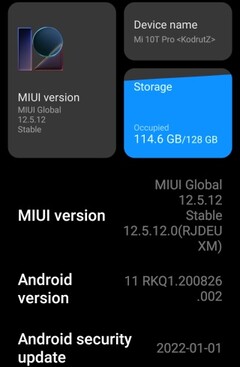 MIUI 12.5.12 Enhanced Edition on Xiaomi Mi 10T Pro details (Fonte: Própria)