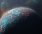 Ilustração de um artista mostrando um exoplaneta.
