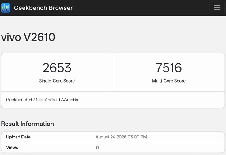 As versões de engenharia do Vivo X500 Pro Max listadas no Geekbench