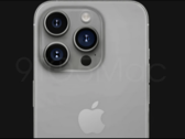 Renderização da aparência do iPhone 15 Pro "Cinza Titã", como dizem os rumores. (Fonte: 9to5Mac)