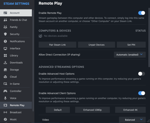 Tão simples quanto apertar um botão, o Steam Remote Play é a solução mais fácil de começar a usar (Fonte: Notebookcheck)
