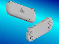 O suposto design do TrimUI Smart Pro S com sua ventoinha embutida para acomodar um chipset mais potente. (Fonte da imagem: via Baidu - editado)