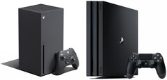 O Xbox Série X é, sem surpresa, muito mais silencioso do que o PS4 Pro. (Fonte de imagem: Microsoft/Sony - editado)
