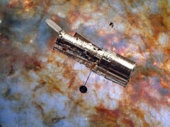 Uma imagem do Hubble sobreposta a uma imagem de Messier 82 (Fonte da imagem: ESA/Hubble, NASA e W. D. Vacca; editado)