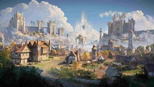 A cidade da facção do Castelo em Heroes of Might and Magic III Remake.