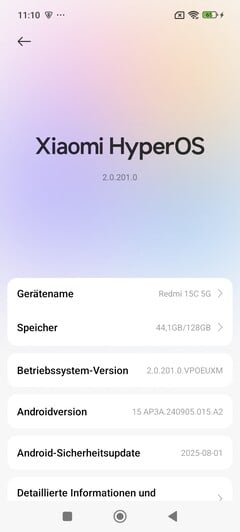 Software: Xiaomi Redmi 15C