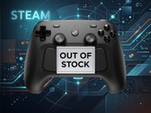 Controlador Steam mostrado com sinal de fora de estoque