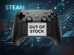 Controlador Steam mostrado com sinal de fora de estoque