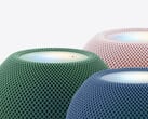 O HomePod mini 2 em três das suas cinco cores de lançamento.