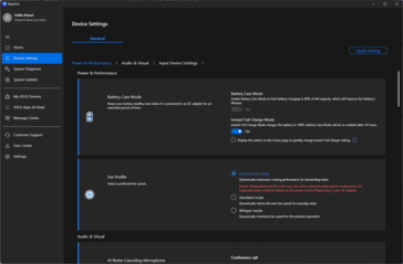 Configurações de desempenho