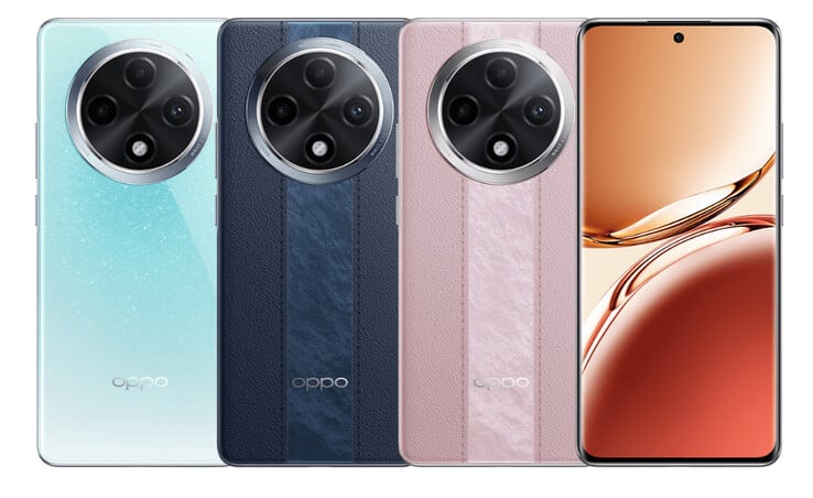 A Oppo vende o A3 Pro nas opções de cores Azure, Distant Mountain Blue e Yunjin Powder. (Fonte da imagem: Oppo)