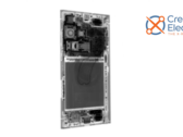 O S23 Ultra, sob imagem. (Fonte: iFixit via YouTube)