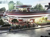 Renderização do Diner e do Drive-In Movie Supercharger (imagem: Tesla)