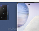 O Vivo X70 Pro tem uma tela de 6,5 polegadas e câmeras com a marca Zeis. (Fonte de imagem: OnLeaks & 91Mobiles)
