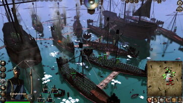 Uma imagem mostrando navios no jogo Medieval Kingdom Wars.