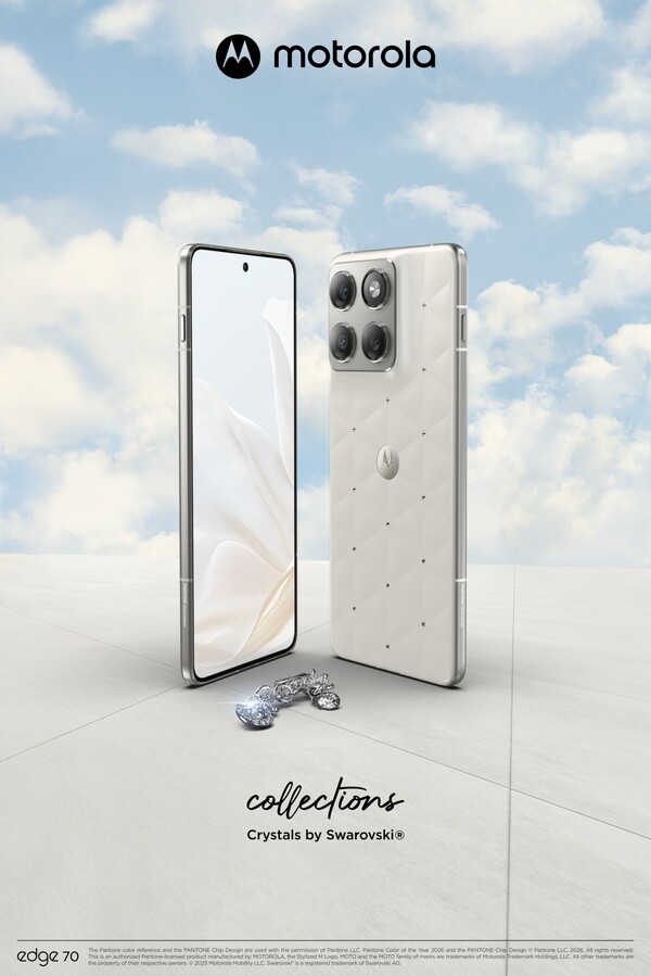 O Motorola Edge 70 Swarovski Edition será lançado na cor do ano 2026 da Pantone. (Fonte da imagem: Evan Blass)