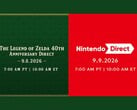 O 40º aniversário de The Legend of Zelda e as datas de anúncio do Nintendo Direct lado a lado