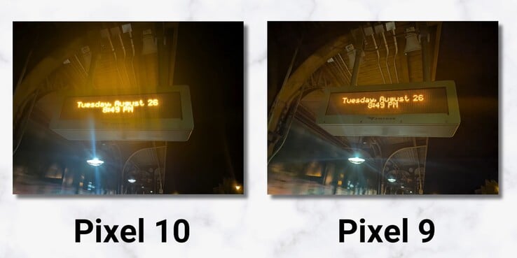 Uma imagem de amostra comparando o Pixel 10 com o Pixel 9 (Fonte da imagem: 9to5Google via Youtube)