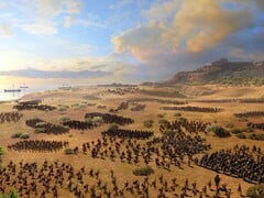 Uma imagem mostrando um exército em A Total War Saga: Troy, agora com 66% de desconto no Steam.