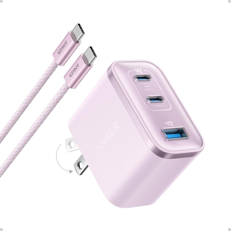 A versão americana do carregador Anker Nano Charger (70W, 3 portas) na cor rosa (Fonte da imagem: Anker)