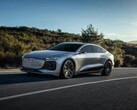 A frente do agora avistado sedan elétrico Audi A6 e-tron recebeu algumas alterações de design em comparação com o carro conceito (Imagem: Audi)