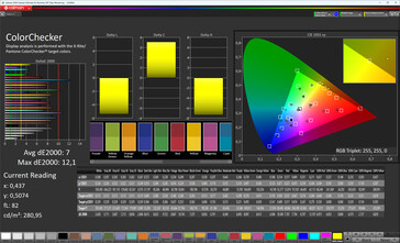 Cores (Modo de contraste: Automático, Modo de cor: Quente, Espaço de cor alvo: sRGB)
