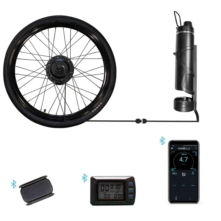 O kit de conversão de bicicleta elétrica Habelo Clic&amp;Go 2.0 tem um motor de 250W. (Fonte da imagem: Habelo)