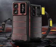 O Oukitel WP300 tem um ponto forte: seu design semimodular. O aparelho inclui uma luz brilhante e uma tela secundária. (Fonte da imagem: Oukitel)