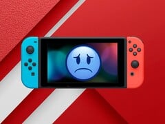 Console original do Switch mostrado com cara de tristeza