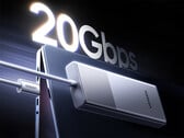 A versão de 10Gbps da caixa para SSD custa $29,99. Na imagem: uma foto promocional que destaca a taxa de transferência de 20Gbps do outro modelo.