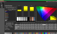 ColorChecker antes da calibração (em comparação com o P3)