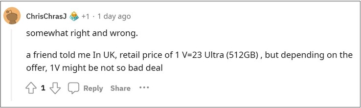 Alegada informação de preço Xperia 1 V. (Fonte da imagem: Reddit)