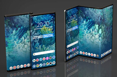 Conceito de renderização de dispositivo tri-dobrável patenteado pela Samsung. (Fonte: LetsGoDigital)