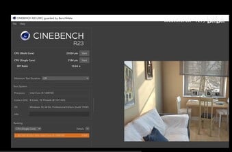 O 14901KE foi testado com o Cinebench R23