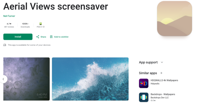 O Aerial Screensaver App for Android TV dará ao seu dispositivo o mesmo protetor de tela de uma TV Apple, mas também pode ser usado para extrair imagens e vídeos diretamente de um NAS (Fonte da imagem: AerialViews / Google Play)