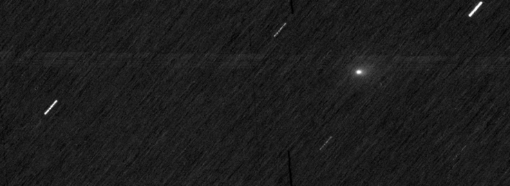 Uma imagem mostrando o cometa 3I/ATLAS a partir de Marte. (Fonte da imagem: ESA)