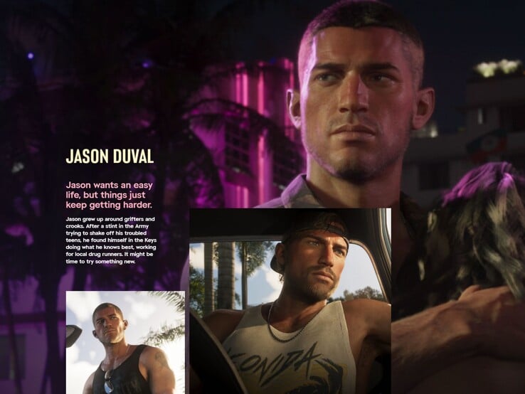 De acordo com a descrição oficial do personagem divulgada pela Rockstar, Jason cresceu rodeado de criminosos, mas depois tentou seguir um caminho mais honesto ao ingressar nas forças armadas.