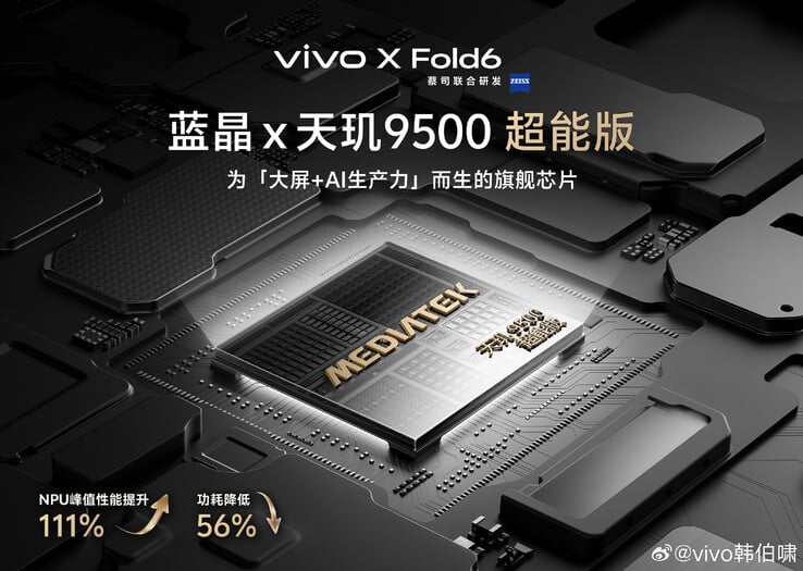 A Vivo confirma o Dimensity 9500 Super Edition para seu próximo smartphone dobrável.