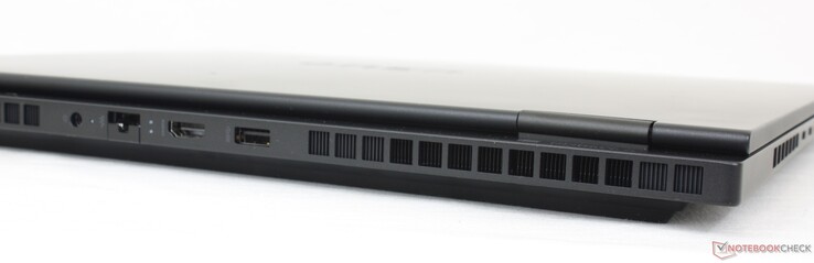 Traseira: Adaptador CA, Gigabit RJ-45, HDMI 2.1, USB-A (5 Gbps)