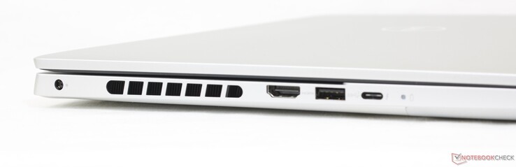 Esquerda: Adaptador CA, HDMI 2.0, USB-A 3.2 Gen. 1, USB=C Thunderbolt 4 com fornecimento de energia + DisplayPort