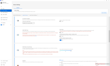 Controles OLED e de cores acessíveis por meio do software integrado
