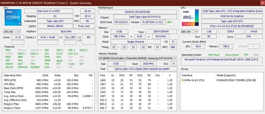 Lenovo ThinkPad L14 G2 - HWInfo