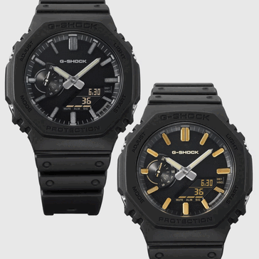  O Casio G-Shock GA-2100LXB-1AJF e o GA-2100LXB-1A9JF (da esquerda para a direita)