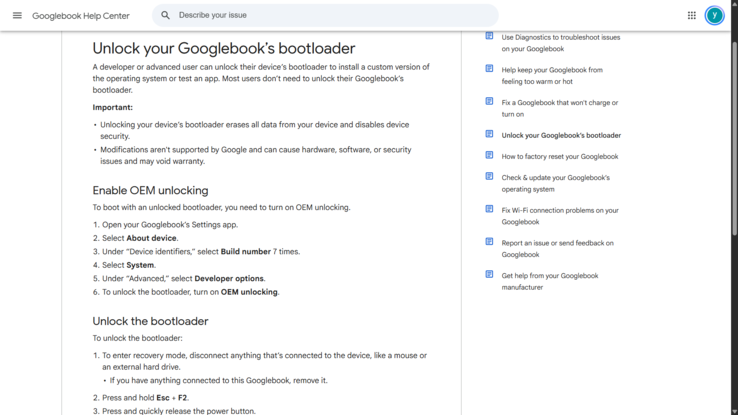 Google documenta o desbloqueio do bootloader no GoogleBook