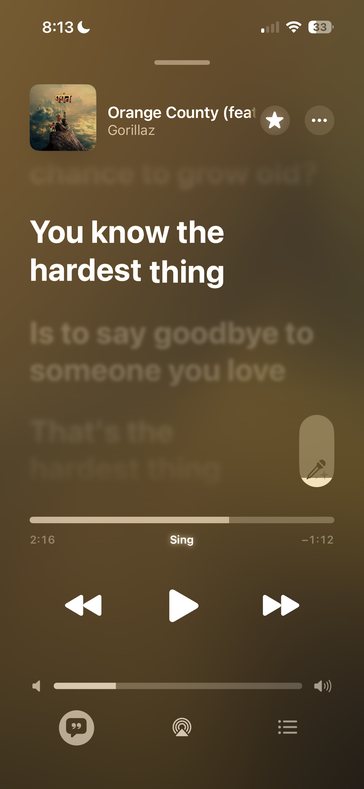 A guia de letras em Apple Music...