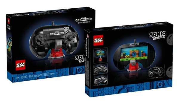 O Lego Sonic the Hedgehog Sega Genesis Controller pode ser exibido de duas maneiras. (Fonte da imagem: Lego)