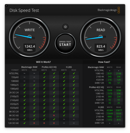 Mac: Teste de velocidade de disco da Blackmagicdesign